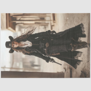 Papier Mousseline Découpage Lady Sheriff dans le style occidental no