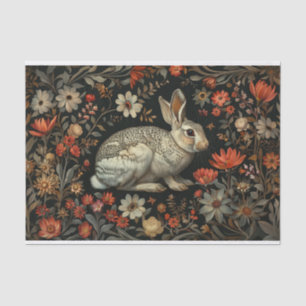 Papier Mousseline Découpage lapin et Fleurs sauvages rouges