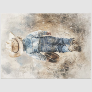 Papier Mousseline Découpage Lil Cowboy dans Field Walking Away
