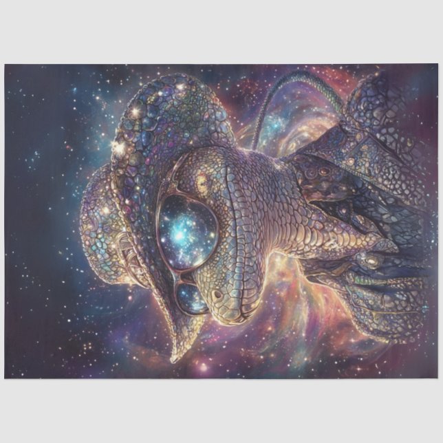Papier Mousseline Découpage Lizard Motifs cosmiques Stardust (Recto)
