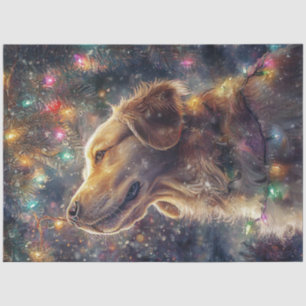 Papier Mousseline Découpage Lumières de Noël Golden Retriever