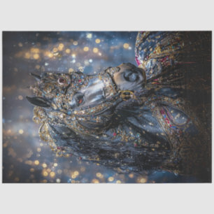 Papier Mousseline Découpage Majestic Black Stallion Jewel Encrusté