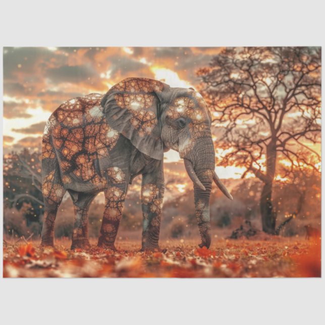 Papier Mousseline Decoupage Majestic Elephant Beautiful Lighting  (Recto)