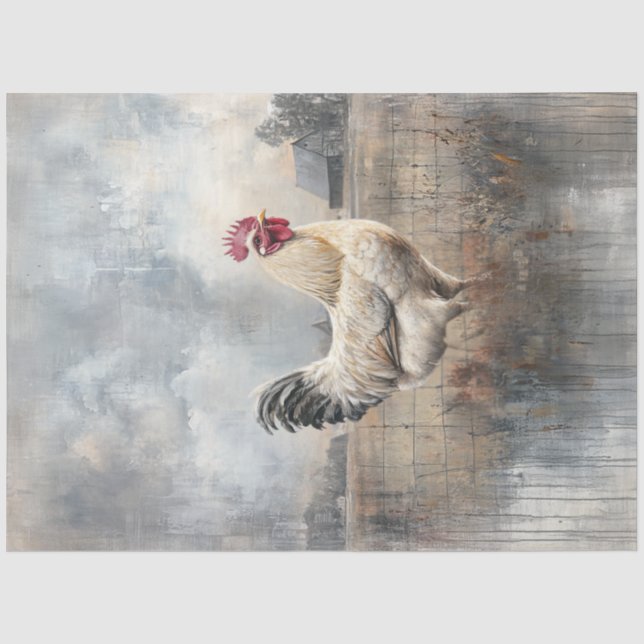 Papier Mousseline Découpage Majestic White Roster Sage Field (Recto)