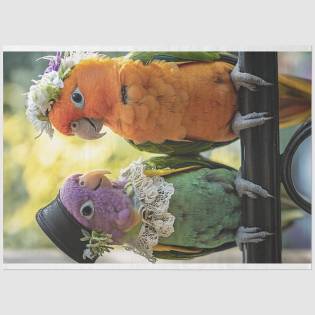 Papier Mousseline Découpage Mariage Whimsical Concur Birds (Recto)