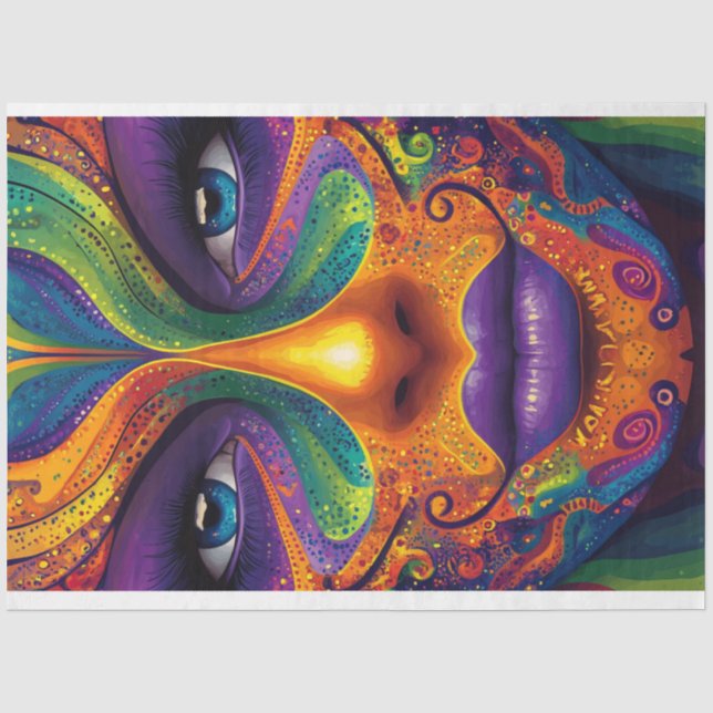 Papier Mousseline Découpage Masque Mardi Gras Vibrant (Recto)
