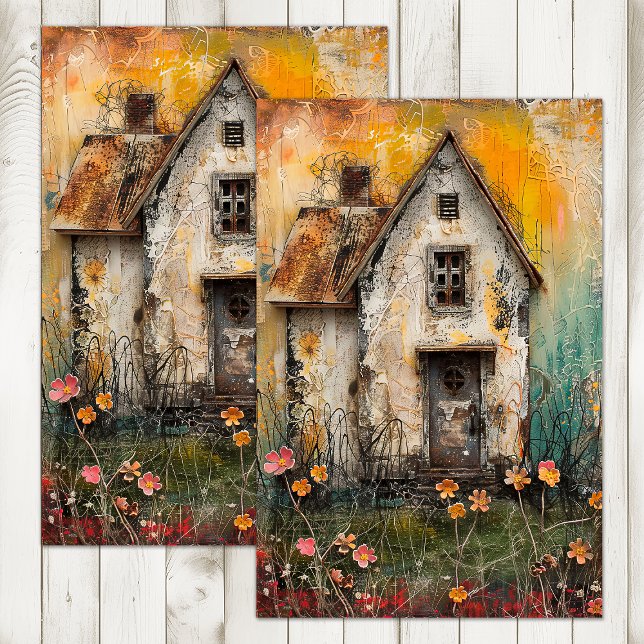 PAPIER MOUSSELINE DÉCOUPAGE MÉDIA DE LA MAISON DE PAYS TINY SHABBY (TINY SHABBY COUNTRY HOUSE MIXED MEDIA DECOUPAGE TISSUE PAPER)
