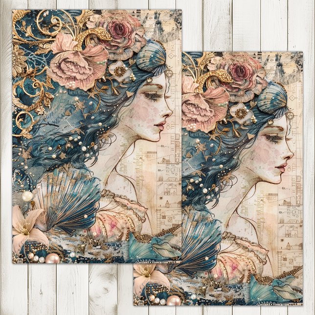 PAPIER MOUSSELINE DÉCOUPAGE MERMAID EXOTIQUE (EXOTIC MERMAID DECOUPAGE TISSUE PAPER)