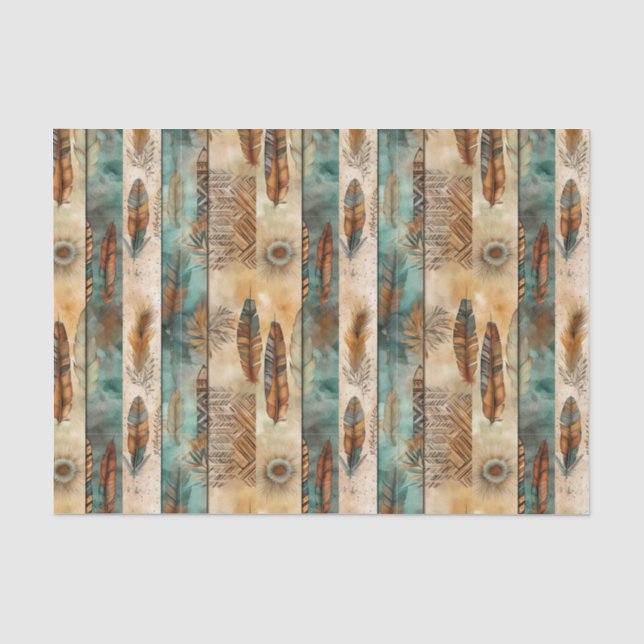 Papier Mousseline Découpage motif cool Boho Ouest carrelé (Recto)
