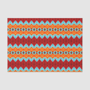 Papier Mousseline Découpage Motif d'art bleu orange rouge tribal