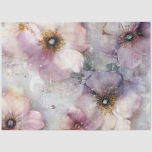 Papier Mousseline Découpage Motif Floral complexe rose violet