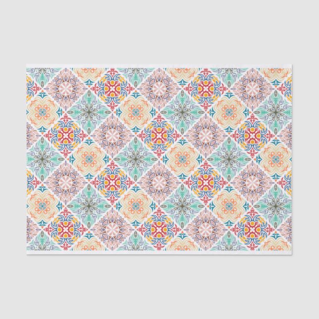 Papier Mousseline Découpage Motif rétro Carrés Abstraits (Recto)