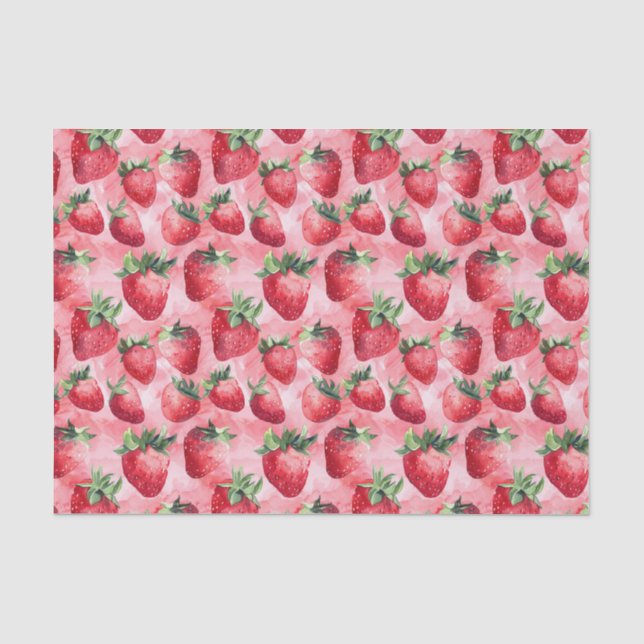 Papier Mousseline Découpage Motif rose fraise (Recto)