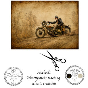 Papier Mousseline Découpage moto vintage sépia motard Sturgis