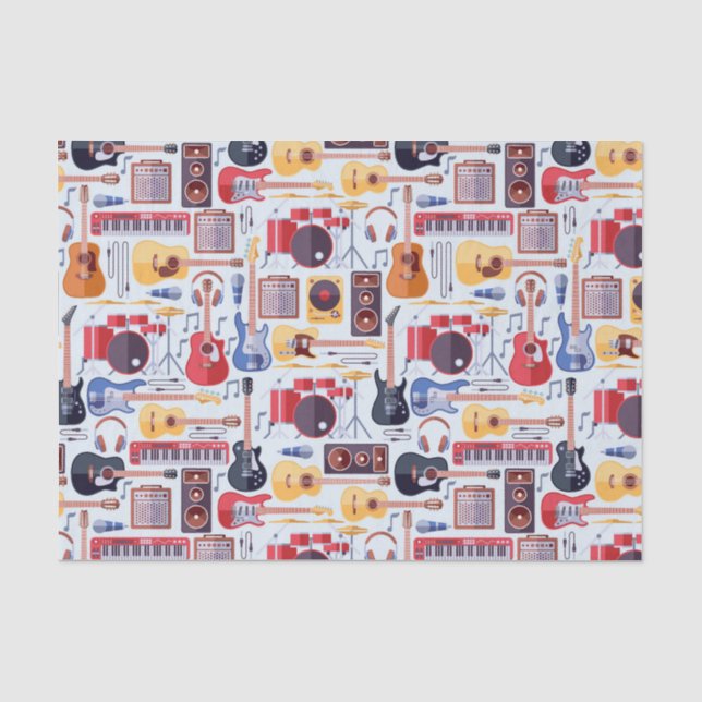 Papier Mousseline Découpage Musique Anniversaire Partie Instruments  (Recto)