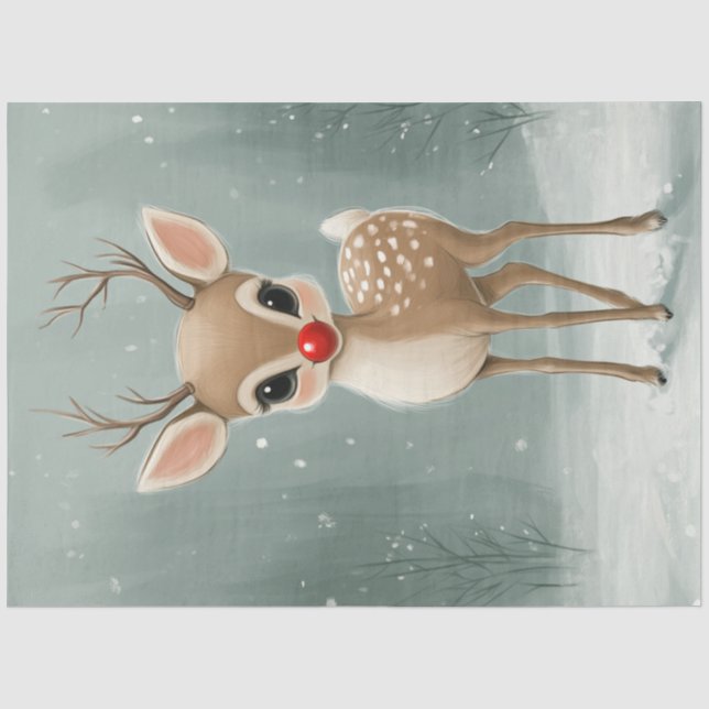 Papier Mousseline Découpage Noël du rudolph hivernal (Recto)