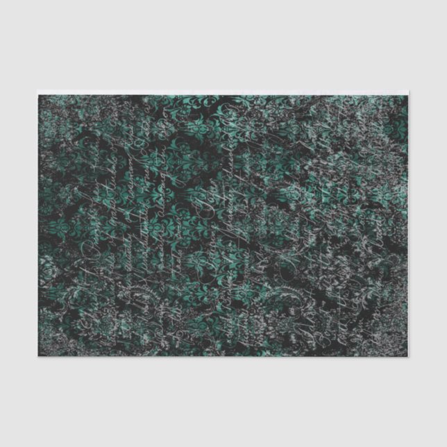Papier Mousseline Découpage noir et turquoise (Recto)