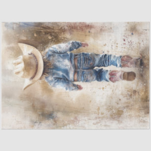 Papier Mousseline Découpage Nostalgic Petit Cowboy Se Promène