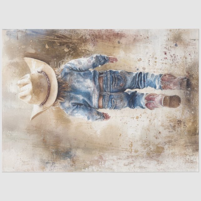 Papier Mousseline Découpage Nostalgic Petit Cowboy Se Promène (Recto)