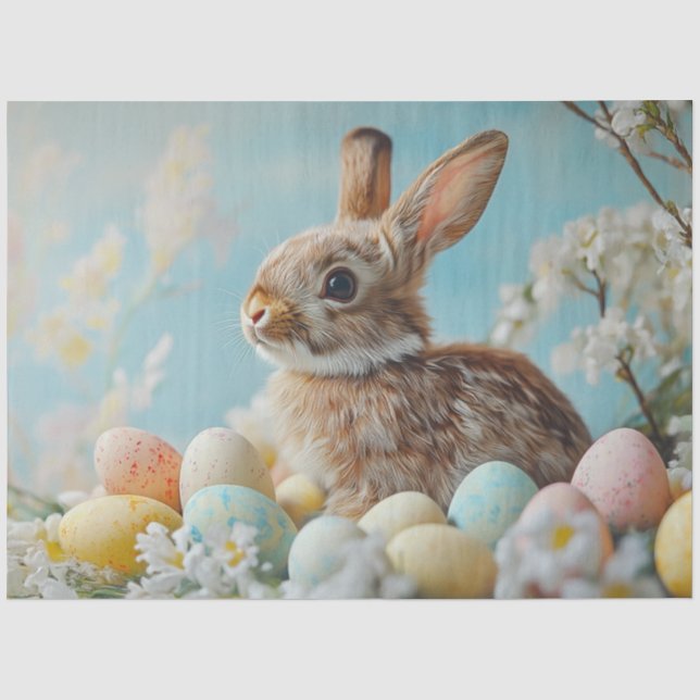 Papier Mousseline Découpage Oeufs Pastel de lapin Brown de Pâques (Recto)