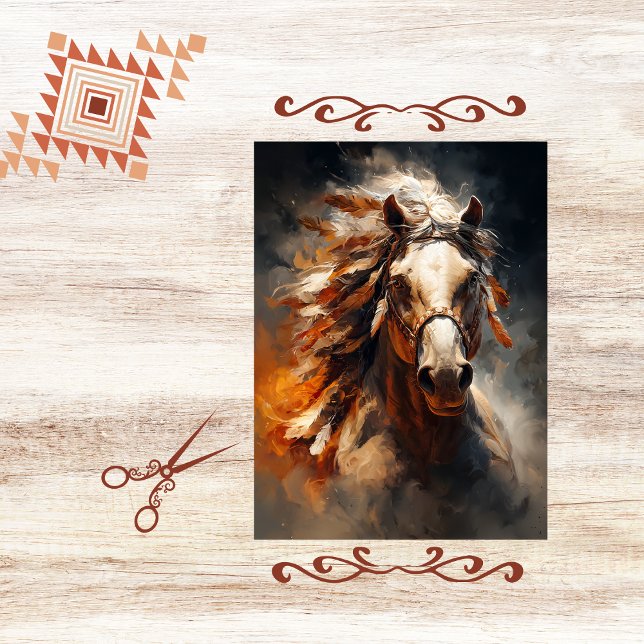 Papier Mousseline Decoupage Oil Painted Horse Portrait Art (Créateur téléchargé)