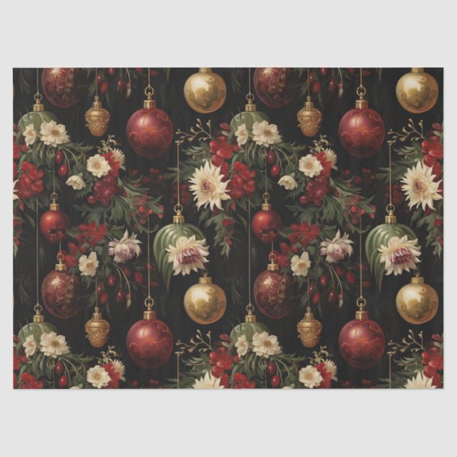 Papier Mousseline Découpage ornements floraux de Noël (Recto)
