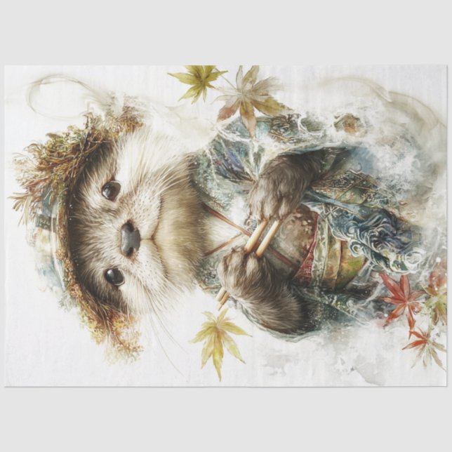 Papier Mousseline Découpage Otter lunaire vêtements japonais (Recto)