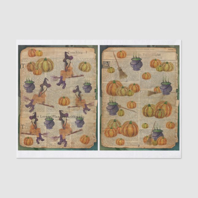 Papier Mousseline Découpage papier Citrouille Halloween Witch (Recto)