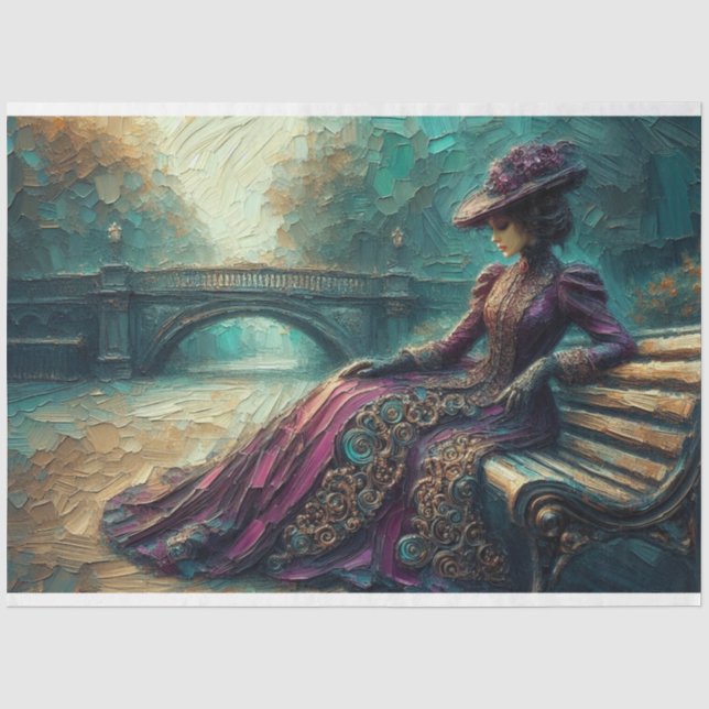 Papier Mousseline Découpage Papier Tissu Gothique Victorienne Lady (Recto)