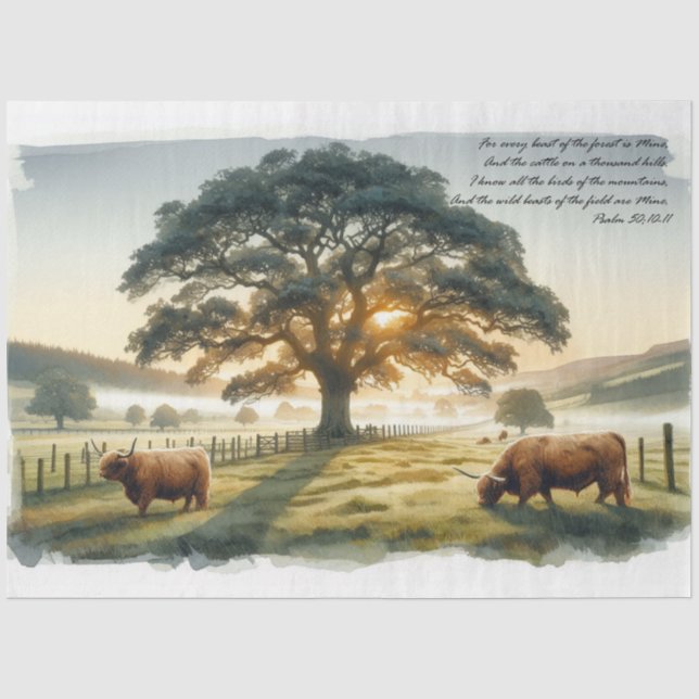 Papier Mousseline Découpage Papier Tissu Psaume 50; 10-11 Campagne (Recto)