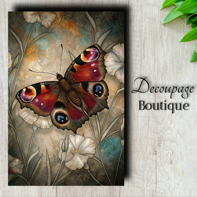 Papier Mousseline Découpage papillon de paon (Peacock Butterfly decoupage Tissue Paper)