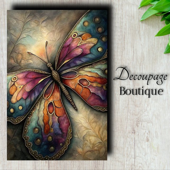 Papier Mousseline Découpage papillon métallique (Metallic Butterfly Decoupage Tissue Paper)