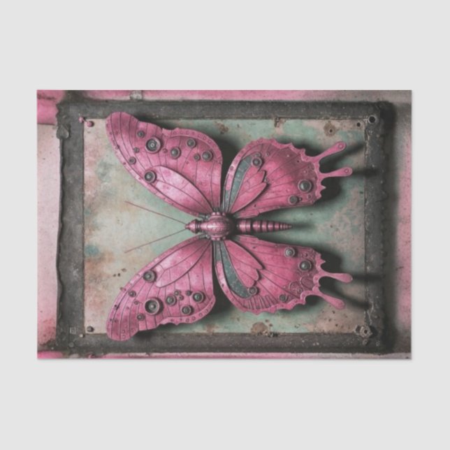 Papier Mousseline Découpage papillon métallique Steampunk (Recto)