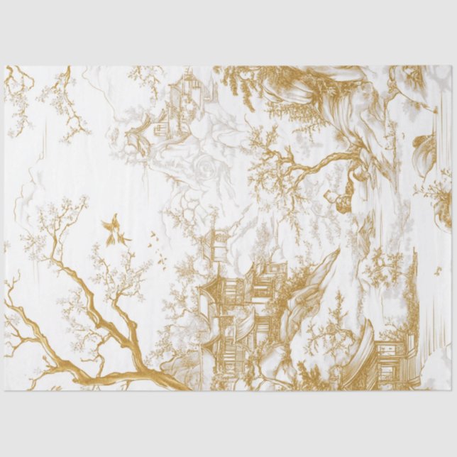 Papier Mousseline Découpage paysage chinois (Recto)