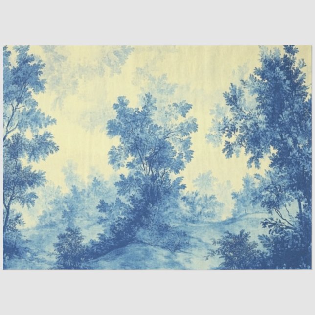 Papier Mousseline Découpage Paysage Français Palette Bleu Blanc (Recto)