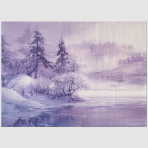 Papier Mousseline Découpage Paysage Neige Couverte Purples Blanc