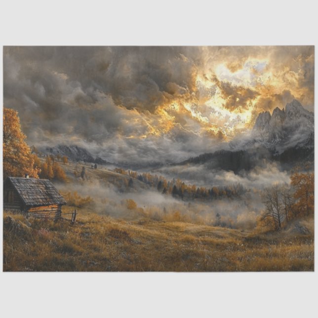 Papier Mousseline Découpage Paysage puissance de la nature (Recto)