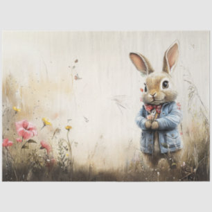 Papier Mousseline Découpage Paysage Rabbit en champ côté droit