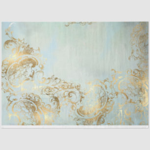 Papier Mousseline Découpage Peacock Gold et Dusty Blue