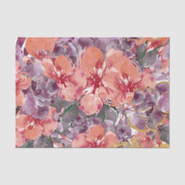 Papier Mousseline Découpage Pêche et pétales violets