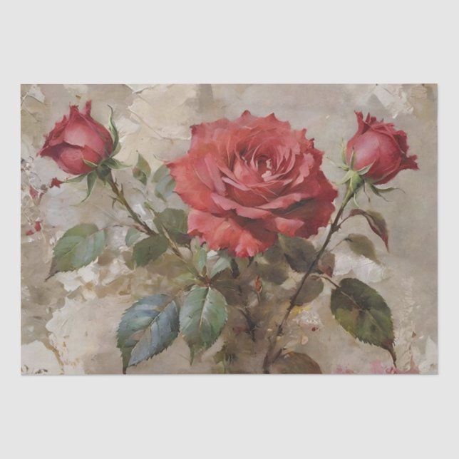 Papier Mousseline Découpage peinture à l'huile d'art rose (Recto)