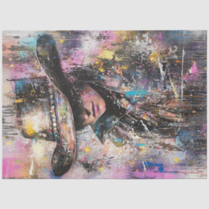 Papier Mousseline Découpage peinture Abstraite femme Casquette noir
