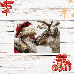 Papier Mousseline Decoupage Père Noël et Rudolph Christmas Bond