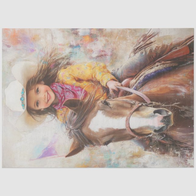 Papier Mousseline Découpage Petite fille équitation Rodéo Arena (Recto)