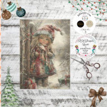 Découpage Petite fille habillée de Noël Attire