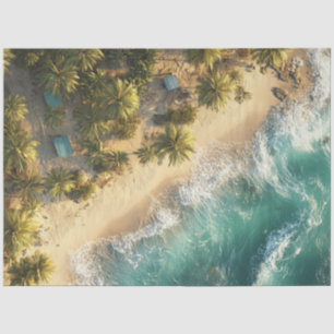 Papier Mousseline Découpage Photo aérienne Hawaiian Beach Palm Trees