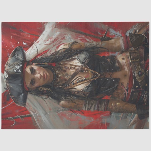 Papier Mousseline Découpage Pirate Girl Black Tricorn (Recto)