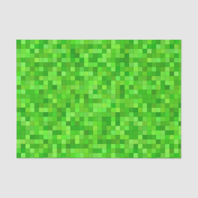 Papier Mousseline Découpage Pixels verts Anniversaire (Recto)
