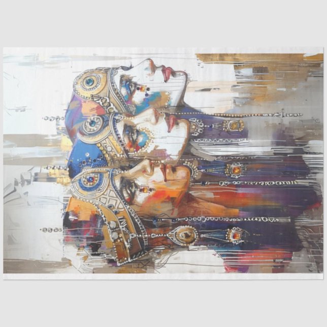 Papier Mousseline Découpage Portaises Femelles Robotiques Égyptienne (Recto)