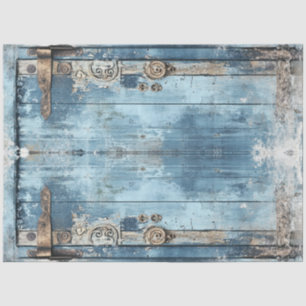 Papier Mousseline Découpage Porte Patinée Bleue Défilement